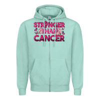 Seafoam Stronger Than Cancer Zipper Hoodie - texasbilliewilder