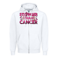 White Stronger Than Cancer Zipper Hoodie - texasbilliewilder