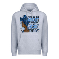 Heather Grey even in the midst of may storm afro woman Premium Hoodie - MaliasSmallBusiness