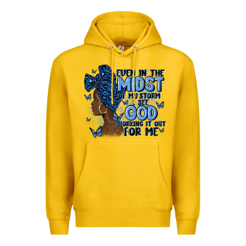 Even In The Midst Of May Storm Afro Woman Premium Hoodie by MaliasSmallBusiness | Teevron