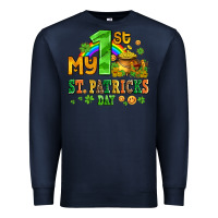 Navy my first st patricks day with coins and shamrocks Premium Sweatshirt - AdoDesignShop