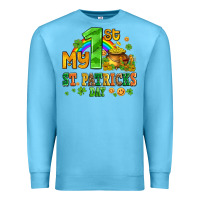 Ocean Blue my first st patricks day with coins and shamrocks Premium Sweatshirt - AdoDesignShop