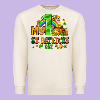 My First St Patricks Day With Coins And Shamrocks Premium Sweatshirt Designed By Adodesignshop