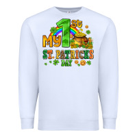 White my first st patricks day with coins and shamrocks Premium Sweatshirt - AdoDesignShop