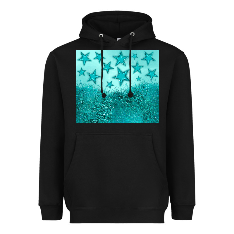 Turquoise Glitter Star Heavyweight Hoodie by JahusDesignShop | Teevron