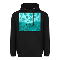 Black turquoise glitter star Heavyweight Hoodie - JahusDesignShop