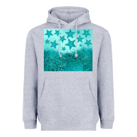 Heather Grey turquoise glitter star Heavyweight Hoodie - JahusDesignShop