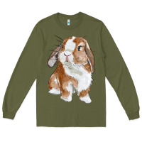 Army Green Cute Bunny Long Sleeve Tee - RanaPortraitStore