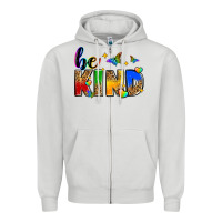 Dove Grey be kind Zipper Hoodie - Zillion Design Studio