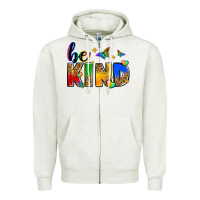 Oatmeal Heather be kind Zipper Hoodie - Zillion Design Studio