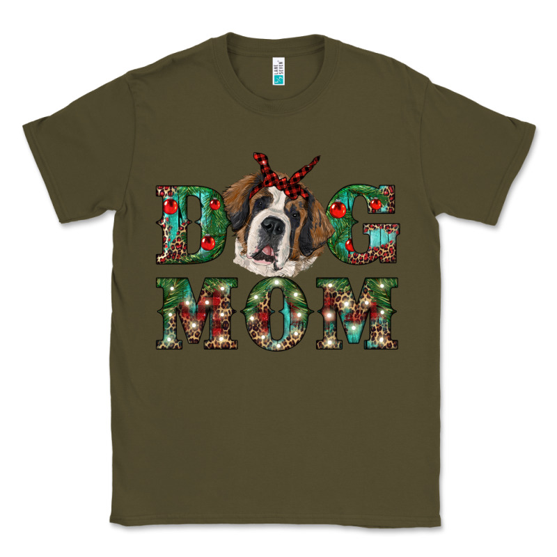 Christmas St. Bernard Dog Mom Classic Tee by RanaPortraitStore | Teevron