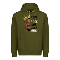 Army Green hustle like a boss live like a king malia Premium Hoodie - MaliasSmallBusiness