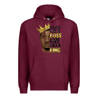 Burgundy hustle like a boss live like a king malia Premium Hoodie - MaliasSmallBusiness