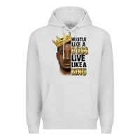 Dove Grey hustle like a boss live like a king malia Premium Hoodie - MaliasSmallBusiness