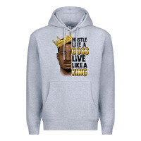 Heather Grey hustle like a boss live like a king malia Premium Hoodie - MaliasSmallBusiness