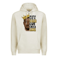 Oatmeal Heather hustle like a boss live like a king malia Premium Hoodie - MaliasSmallBusiness