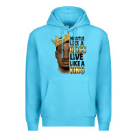 Ocean Blue hustle like a boss live like a king malia Premium Hoodie - MaliasSmallBusiness