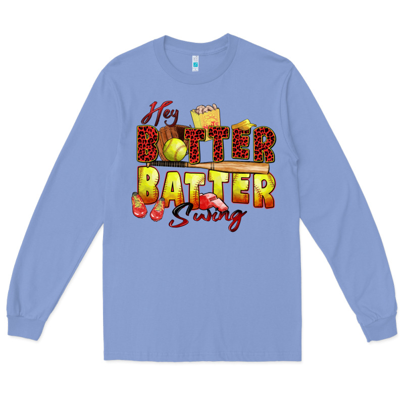 Hey Batter Batter Swing Softball Long Sleeve Tee by Zillion Design Studio | Teevron