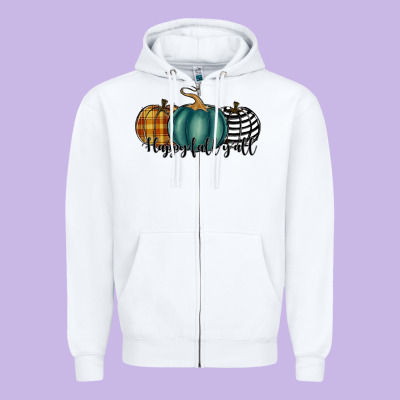Happy Fall Y'all Pumkins Zipper Hoodie Designed By Ranaportraitstore