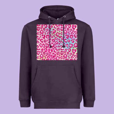 Pink Leopard Glitter Heavyweight Hoodie Designed By Jahusdesignshop