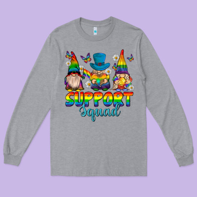 Long Sleeve Tee support squad pride gnomies