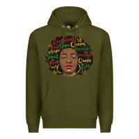 Army Green afro diva Premium Hoodie - MaliasSmallBusiness