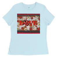 Baby Blue love ladybug Ladies Tee - BarkalooDesign