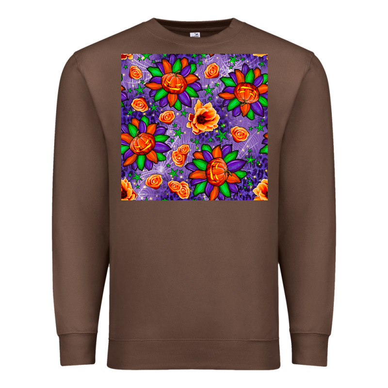 Pumpkin Flower Halloween Seamless Pattern Premium Sweatshirt by BundleAndBundleShop | Teevron