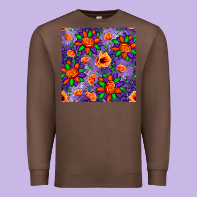 Pumpkin Flower Halloween Seamless Pattern Premium Sweatshirt Designed By Bundleandbundleshop