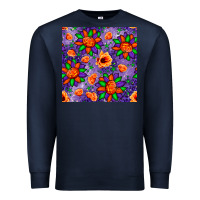 Navy pumpkin flower halloween seamless pattern Premium Sweatshirt - BundleAndBundleShop