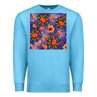 Ocean Blue pumpkin flower halloween seamless pattern Premium Sweatshirt - BundleAndBundleShop