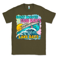 Army Green boat waves sun rays lake days Classic Tee - texasbilliewilder