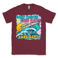 Burgundy boat waves sun rays lake days Classic Tee - texasbilliewilder