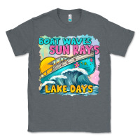 Charcoal Heather boat waves sun rays lake days Classic Tee - texasbilliewilder