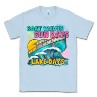 Dusty Blue boat waves sun rays lake days Classic Tee - texasbilliewilder
