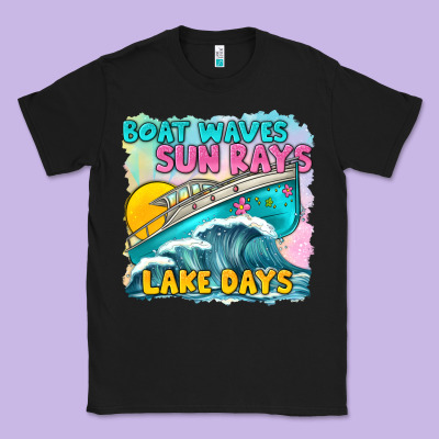 Boat Waves Sun Rays Lake Days Classic Tee Designed By Texasbilliewilder