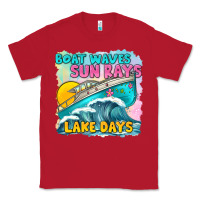 Red boat waves sun rays lake days Classic Tee - texasbilliewilder