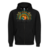 Black happy fall y'all rainbow Zipper Hoodie - RanaPortraitStore