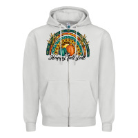 Dove Grey happy fall y'all rainbow Zipper Hoodie - RanaPortraitStore