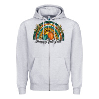 Heather Grey happy fall y'all rainbow Zipper Hoodie - RanaPortraitStore
