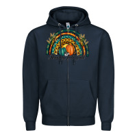 Navy happy fall y'all rainbow Zipper Hoodie - RanaPortraitStore