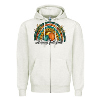 Oatmeal Heather happy fall y'all rainbow Zipper Hoodie - RanaPortraitStore