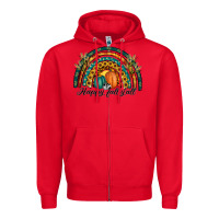 Red happy fall y'all rainbow Zipper Hoodie - RanaPortraitStore