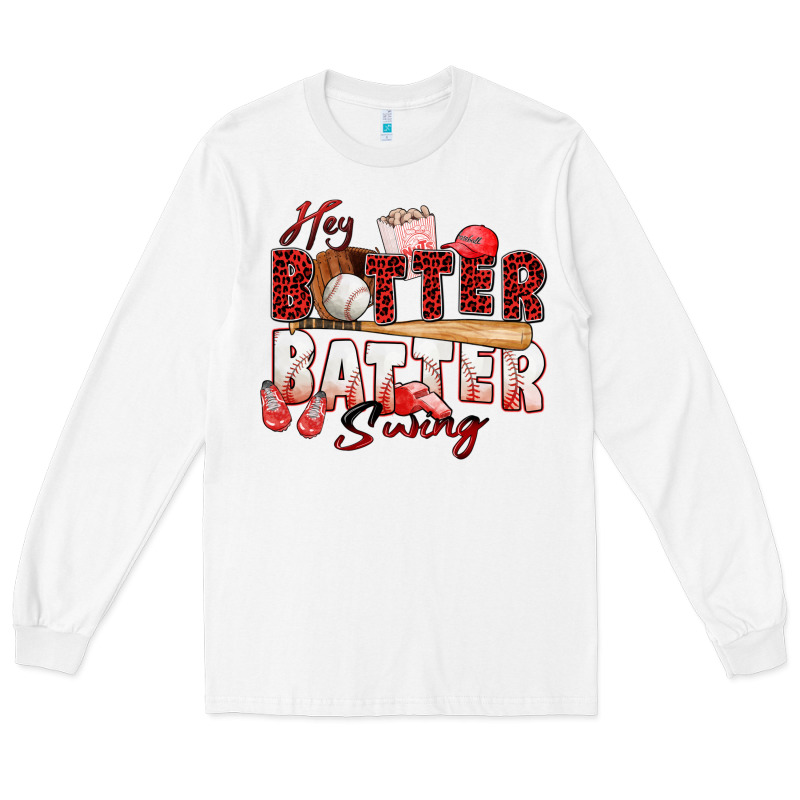 Hey Batter Batter Swing Baseball Long Sleeve Tee by Zillion Design Studio | Teevron