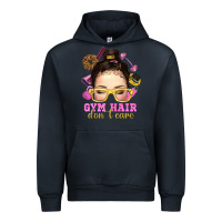 Navy messy bun gym hair dont care Urban Hoodie - NancyCooperArtShop