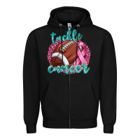 Black Tackle Cancer Football Zipper Hoodie - texasbilliewilder