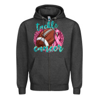 Charcoal Heather Tackle Cancer Football Zipper Hoodie - texasbilliewilder