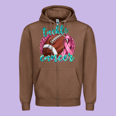 Tackle Cancer Football Zipper Hoodie Designed By Texasbilliewilder