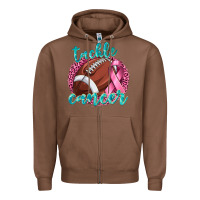 Chestnut Tackle Cancer Football Zipper Hoodie - texasbilliewilder