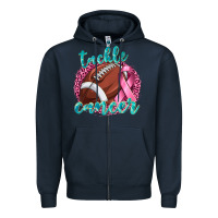 Navy Tackle Cancer Football Zipper Hoodie - texasbilliewilder